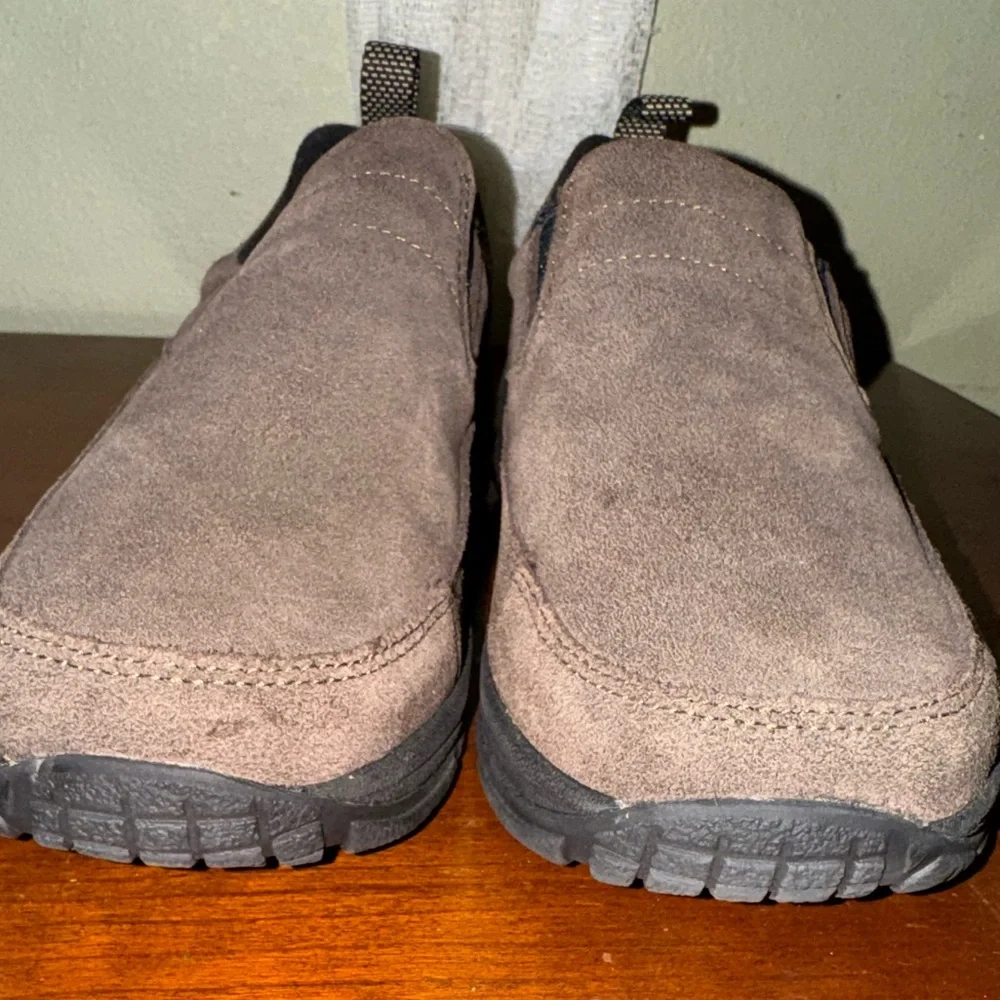 L.L. Bean Suede Light Blue Comfort Slip On Moccasins Women’s Shoes Size 8W